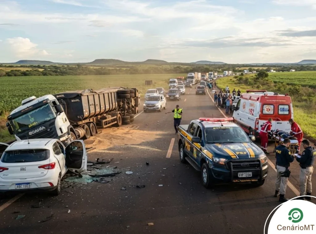 Rodovia paralisada após acidente