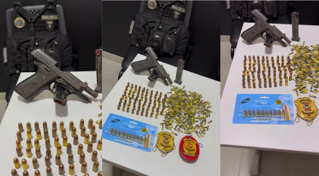 Polícia Civil apreende pistola e 327 munições durante cumprimento de mandado em Juína