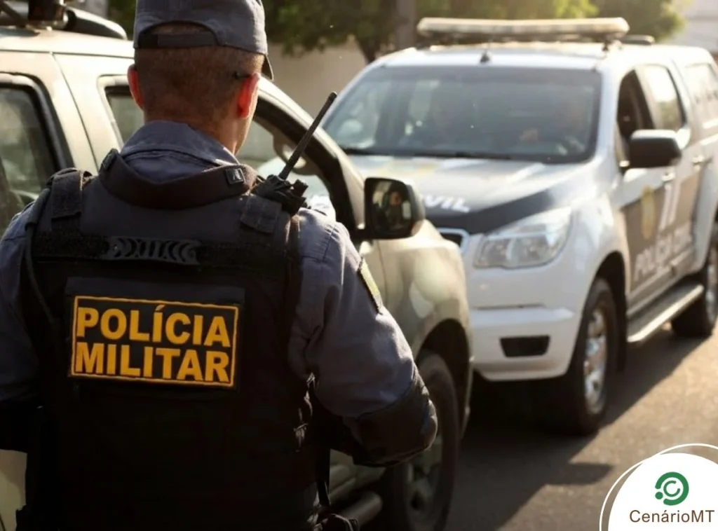 Polícia militar e polícia civil atendendo ocorrência