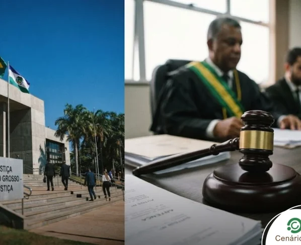 Imagem ilustrativa gerada por IA de um juri e um tribunal de justiça
