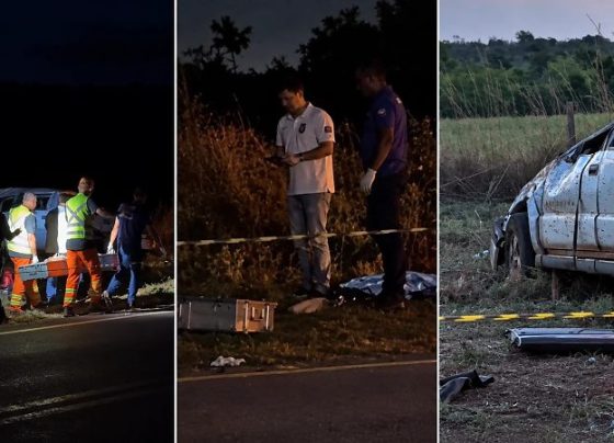 Caminhonete sai da pista, capota várias vezes e deixa dois mortos em MT