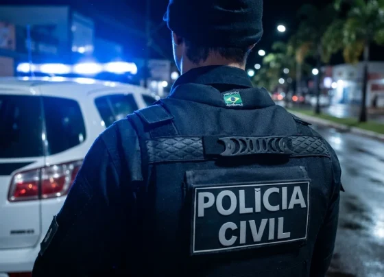 Policial civil em frente à viatura