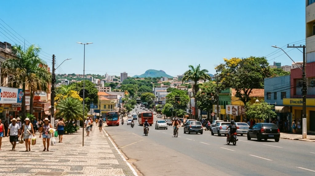 Sol forte e céu claro em cidade de Mato Grosso