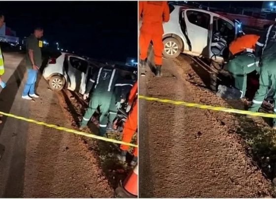Carro bate em carreta bitrem e três pessoas morrem em rodovia estadual de MT