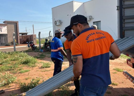 Defesa Civil de MT envia telhas e caixas d’água a municípios afetados pelas chuvas