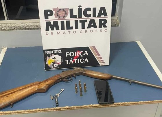 Força Tática apreende espingarda sem numeração e munições em Sinop; 2 conduzidos   