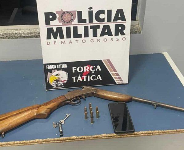 Força Tática apreende espingarda sem numeração e munições em Sinop; 2 conduzidos   