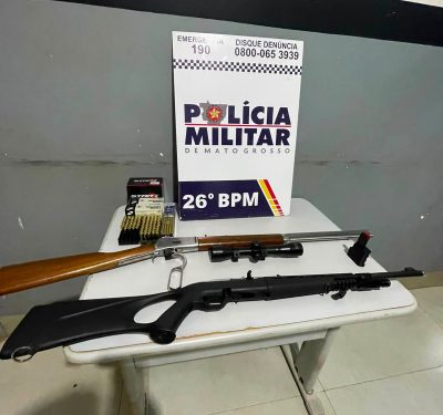 Homem é preso com espingardas e 169 munições após atirar