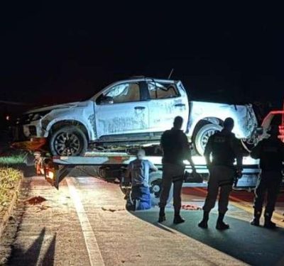 Viatura da PM capota na estrada em Chapada dos Guimarães e deixa dois policiais feridos
